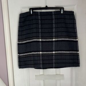 LOFT Dark Plaid A-Line Skirt